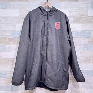 NC State Wolfpack On-Field Parka Jacket Gray Hooded Insulated Mens XLT XL Tall